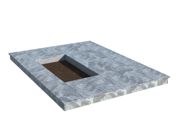 Площадки на могилу в Москве | Площадка с вертикальной (10 см) мраморной облицовкой (под цветник)